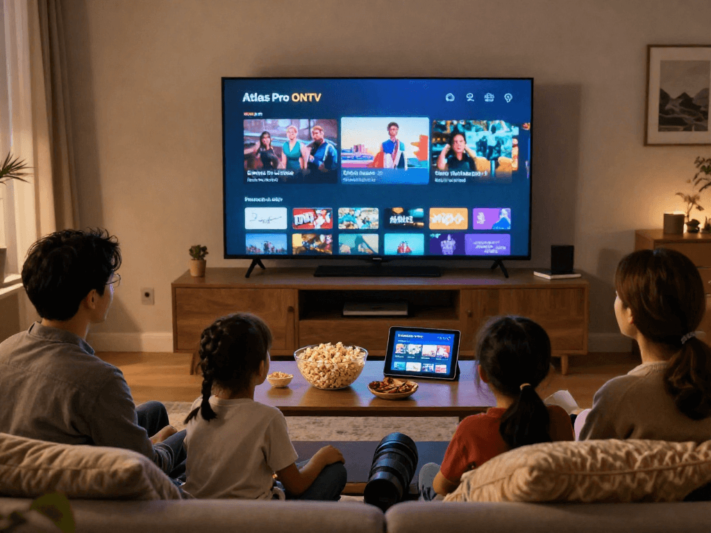 Profitez de l'application atlas pro ontv lors d'une soirée cinéma en famille dans un cadre chaleureux.