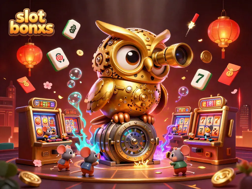 Engage in the excitement of slots with the captivating slot bonus scene featuring a golden owl and charming elements.