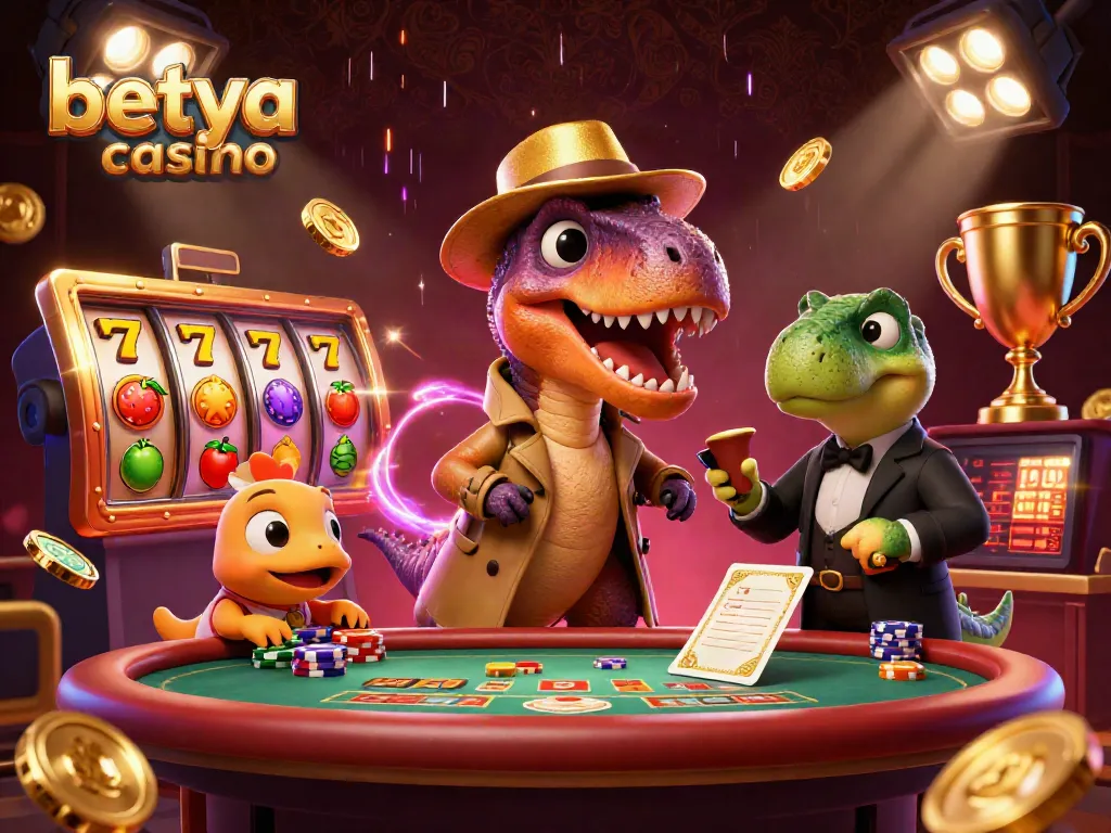 Engage with thrilling gameplay at Betya Casino featuring dynamic gambling scenes and vibrant characters.