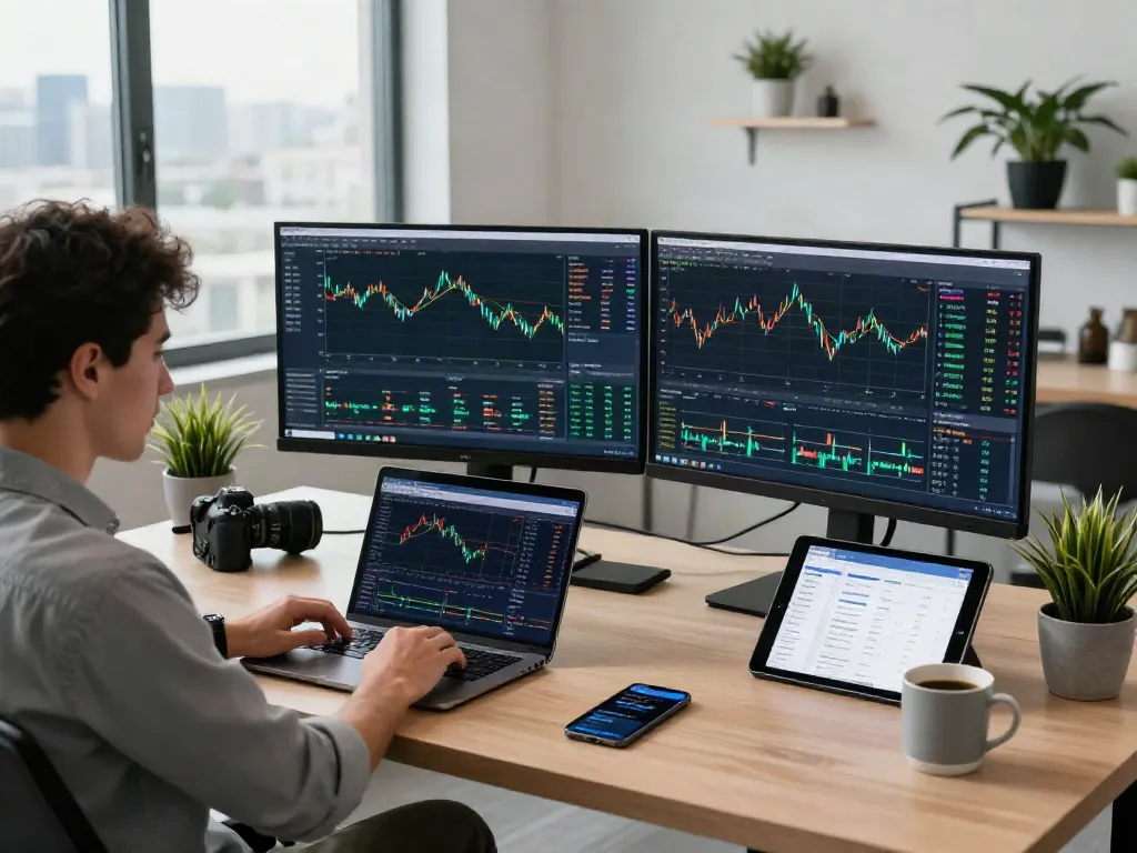 Écrans de trading sur le site la-essorinvexaro.com avec des analyses de marché et alertes en temps réel.