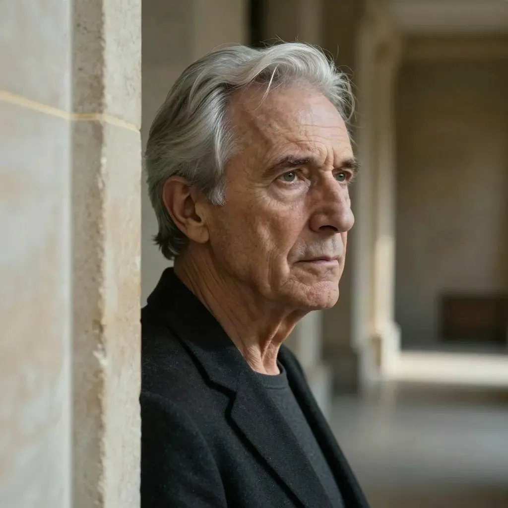 Portrait d’un homme âgé dans un intérieur institutionnel en lumière douce.