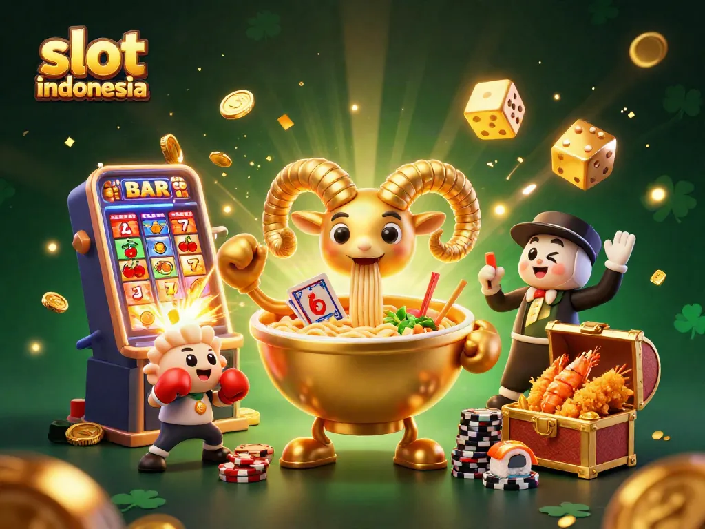 Experience slot online Indonesia with a vibrant 3D casino scene featuring dynamic characters and jackpot excitement.