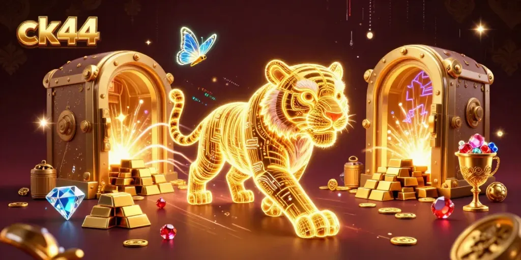 Experience the thrill of ck44 in a vibrant, dynamic casino scene filled with luxurious treasures.