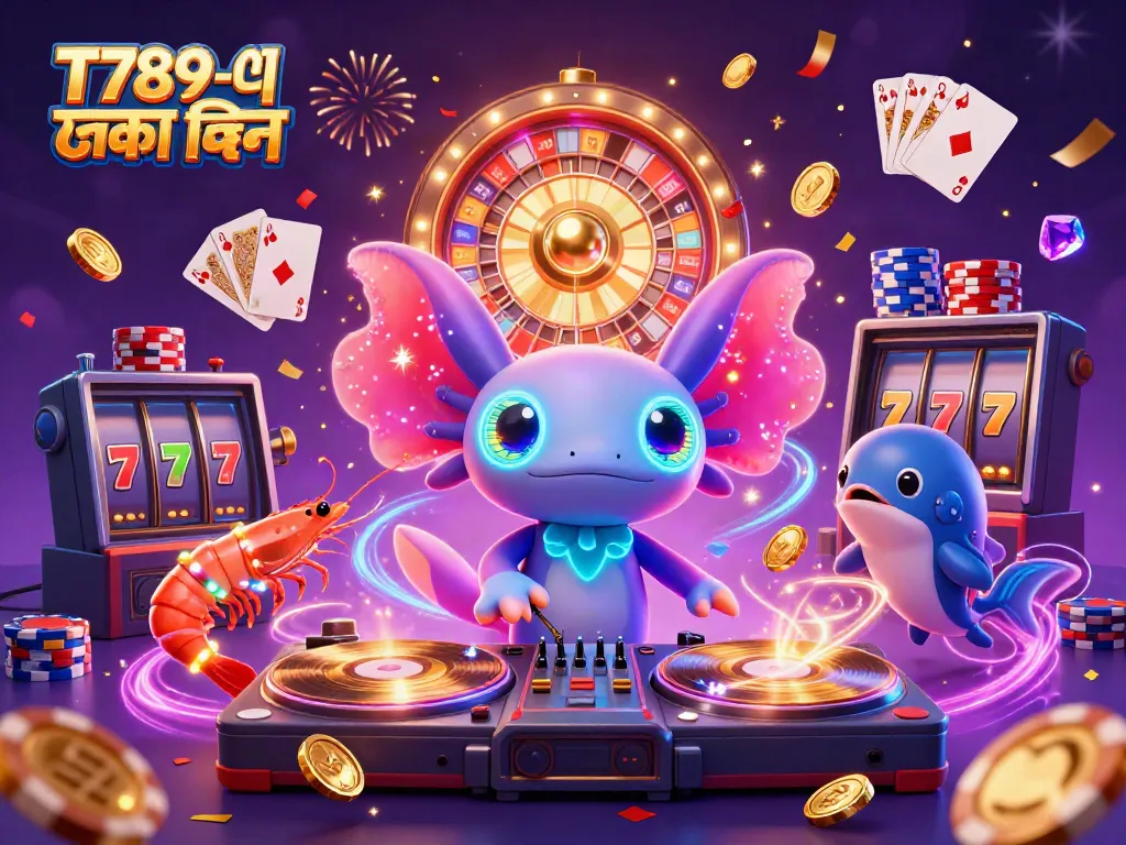 T789-এ টাকা জমা দিন vibrant scene featuring an axolotl DJ and underwater casino elements.