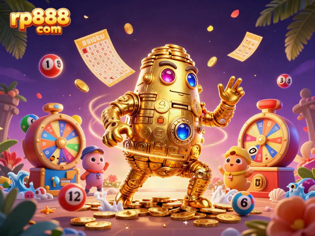 Experience the thrill of rp888 com with vibrant slot and lottery elements in an engaging casino scene.